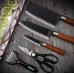 5 PCS Kitchen Knife Set Non-stick Coating Stainless Steel Chef Knife Carving Knife Cleaver Scissors for Kitchen